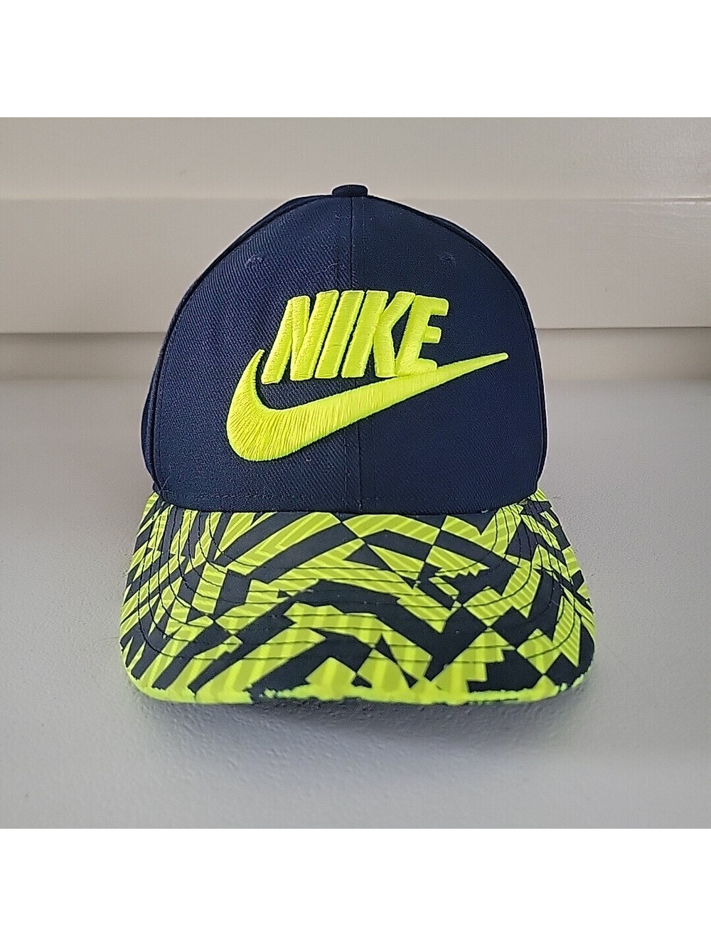 Nike True Big Swoosh Logo Snapback Hat Neon Navy